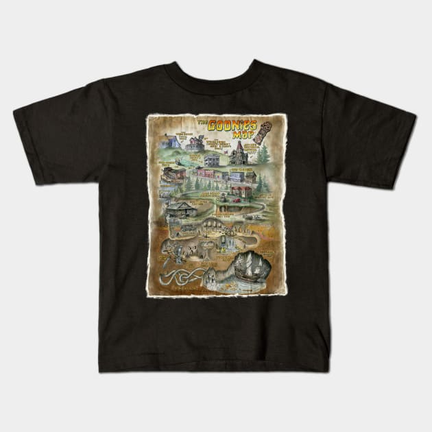 Goonies Map Kids T-Shirt by natearts